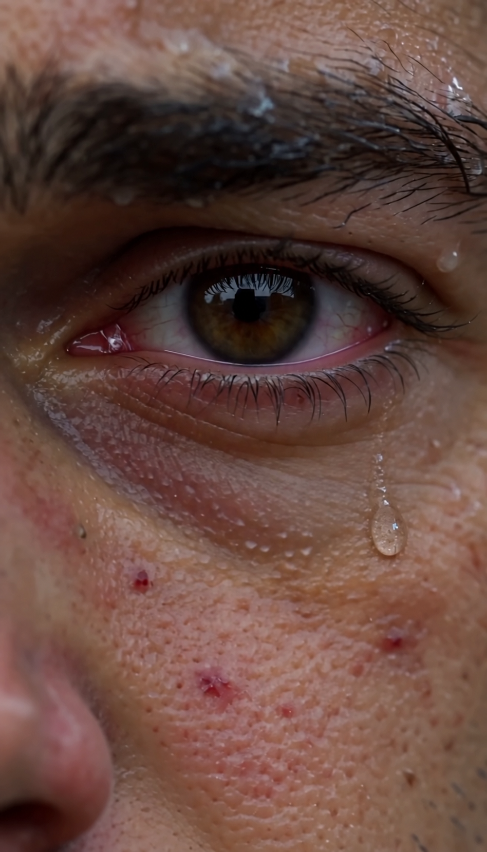 Edited final reference for the eye shot, adding a small transparent tear beneath the eye